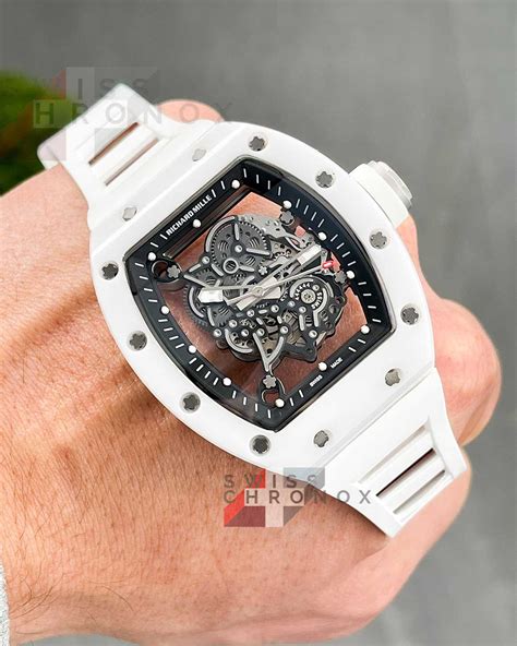 mens richard mille bubba watson watch rm055 white|Richard Mille 055 dial.